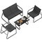 4 Pieces Patio Furniture Set Fabric Lawn Chairs and Loveseat with Glass Coffee Table